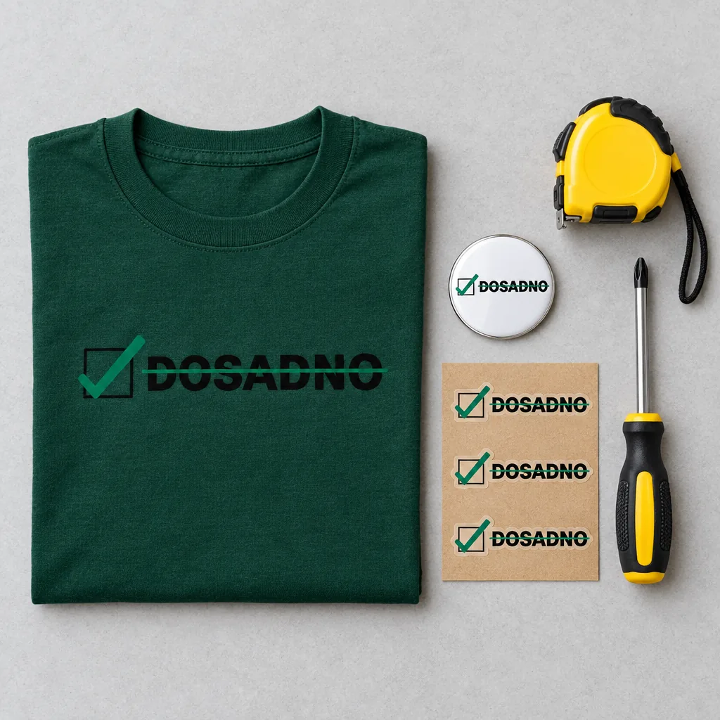 Tasker tee, badge, stickers — Dosadno.bg